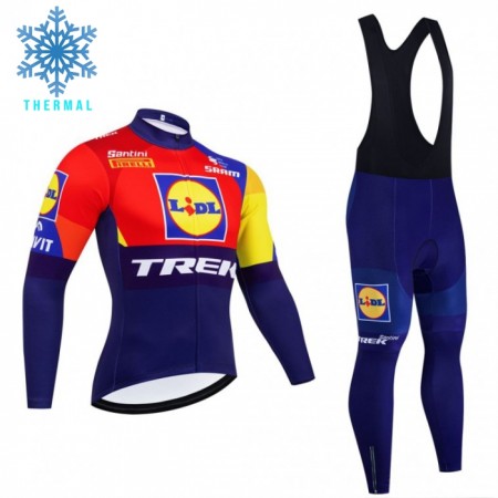 Cykeltøj Langærmet + Bib Cykelbukser Vinter 2025 Lidl-Trek Blå